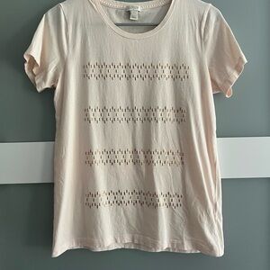 J. Crew Light Pink Tee with Gold Accents